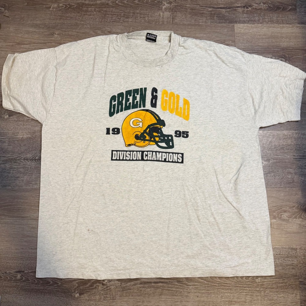 Vintage 1995 Green Bay Packers Division Champions T-Shirt XXXL Grey Fruit Loom